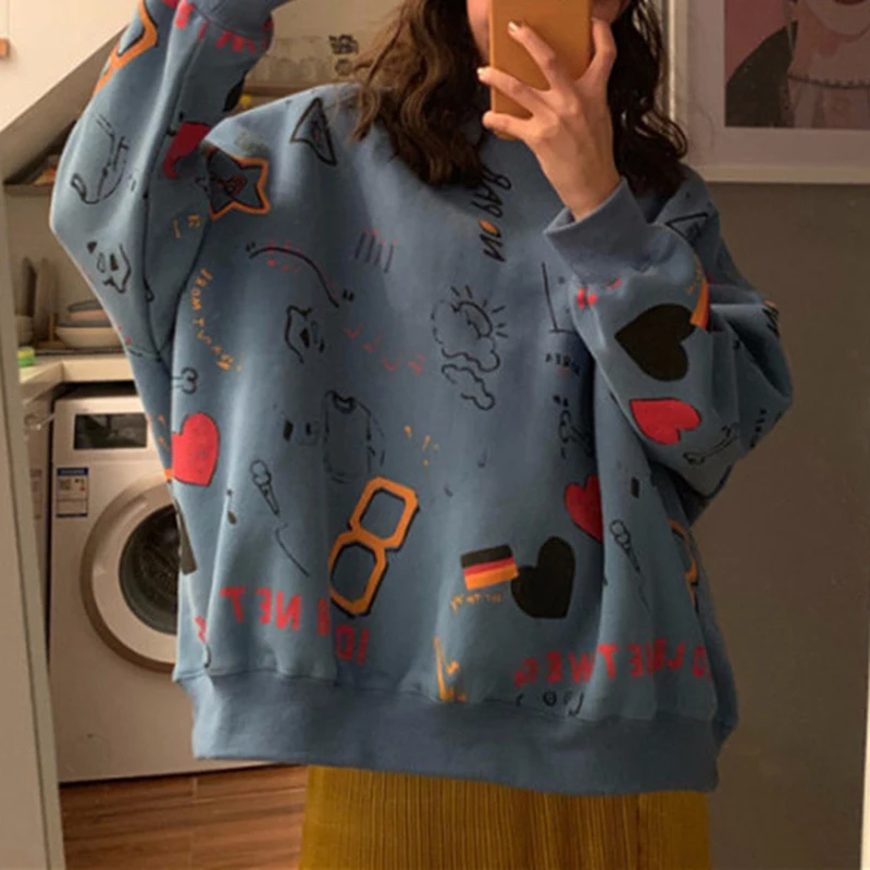 2020 Spring Womens Clothes Hoodies Teen Street Harajuku Hip Hop Pastel Sweatshirt For Women Printing Loose Leisure Hoodie Bts 3
