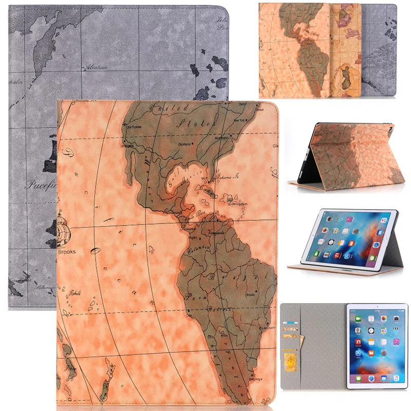 

Cartoon Coque for Apple iPad Pro 12.9 2018 Case A1895 A2014 Print Map Stand PU Leather Slot Card for iPad Pro 12.9 in Folio Case