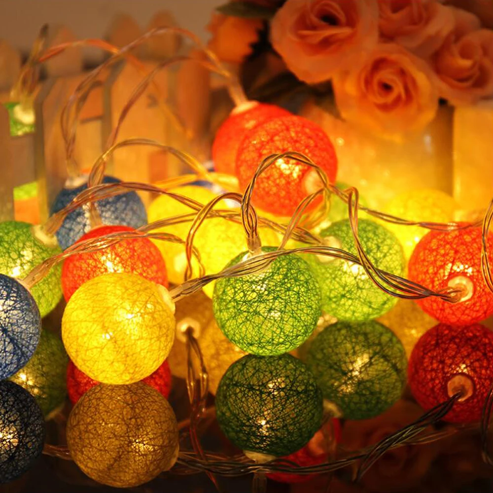 1,5 м 3 м светодиодный светильник с хлопковым шаром, сказочный светильник, 10 светодиодный 20 светодиодный светильник для дома, праздника, свадьбы, рождественской вечеринки, декоративный светильник-гирлянда