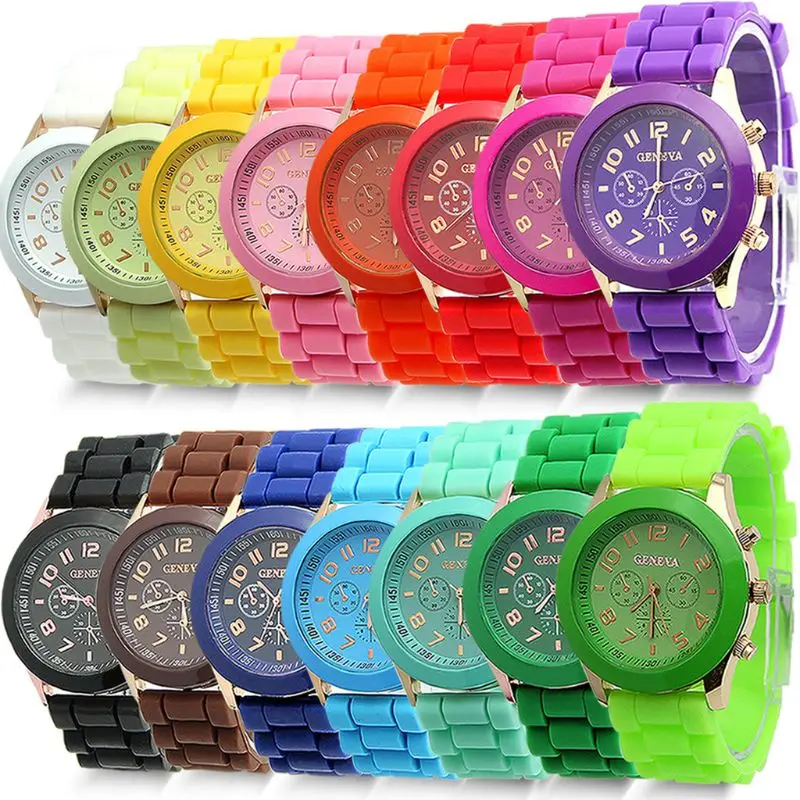 Unisex Ladies Boys Girls Geneva Silicone Jelly Quartz Wrist Watch