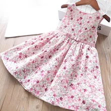 Милое детское кружевное платье принцессы без рукавов с цветочным узором для девочек; яркие розовые летние вечерние платья в западном стиле с оборками