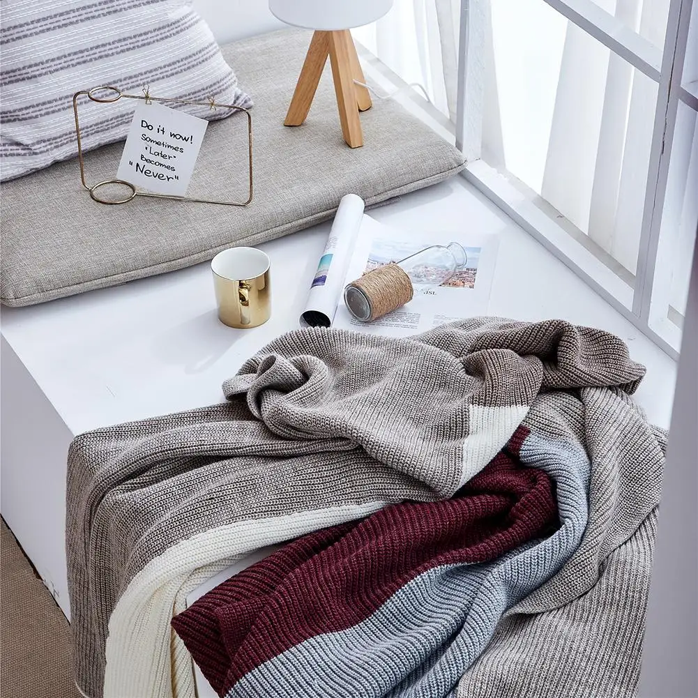 

2019 Sofa Blanket Knitting Throw Blanket Faux Wool Soft Nap Blanket Photo Prop For Home Office Sofa Decoration Large Blanket