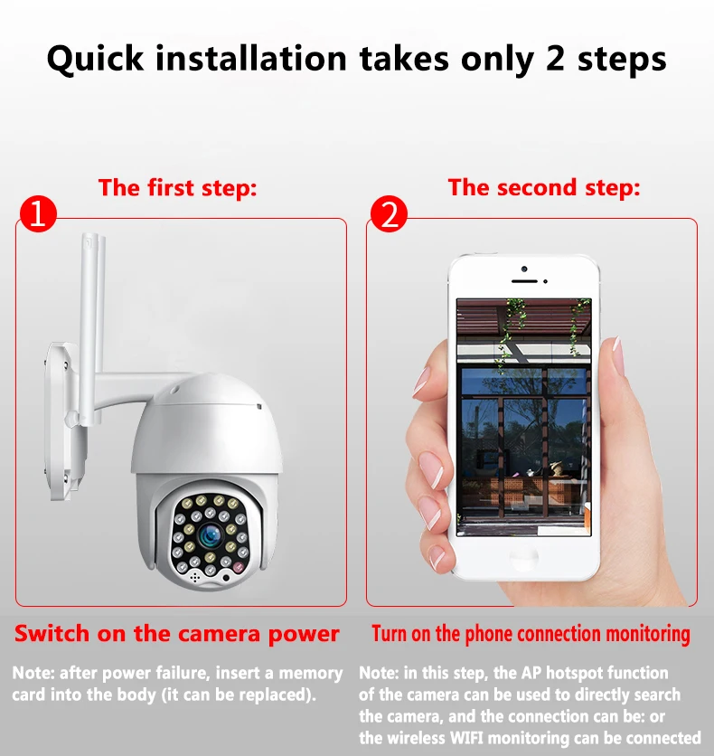  1080P HD 5MP PTZ IP Camera Wifi Outdoor Speed Dome CCTV Security Camera 8X Digital Zoom 5MP Network - 4.00034E+12