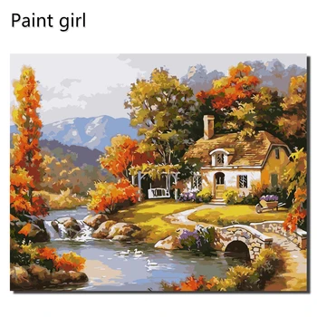 

Paint girl DIY painting by numbers adults with frame landscape Home decoration painting gift 40*50cm VA-2218