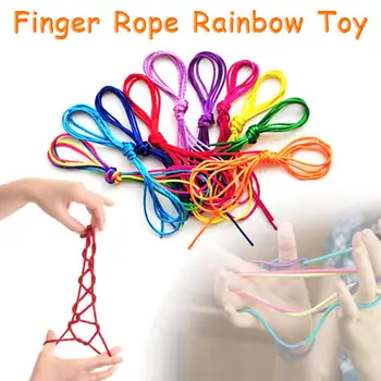 

10pcs/set The Age Old Game Of The Finger Twist String Rainbow Coloured Rope Chain With Children for Children Gift