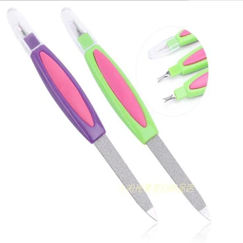 

1Pc Multi-functional Nail File Buffer Double Side Grinding Rod Manicure Pedicure Scrub Nails Art Cuticle Pusher Random Colour