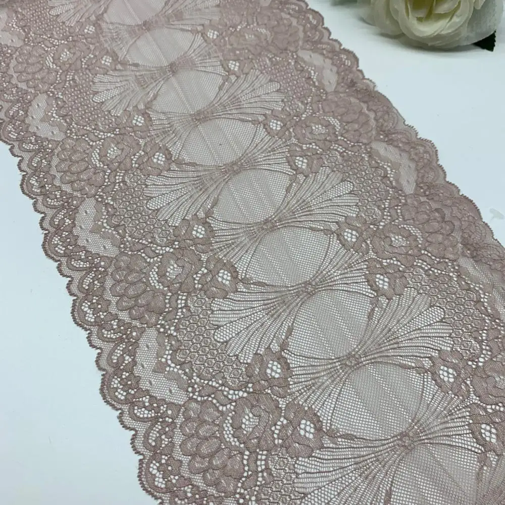 3y/lot Width 21.50cm Dark Apricot With Shiny Elastic Lace 1