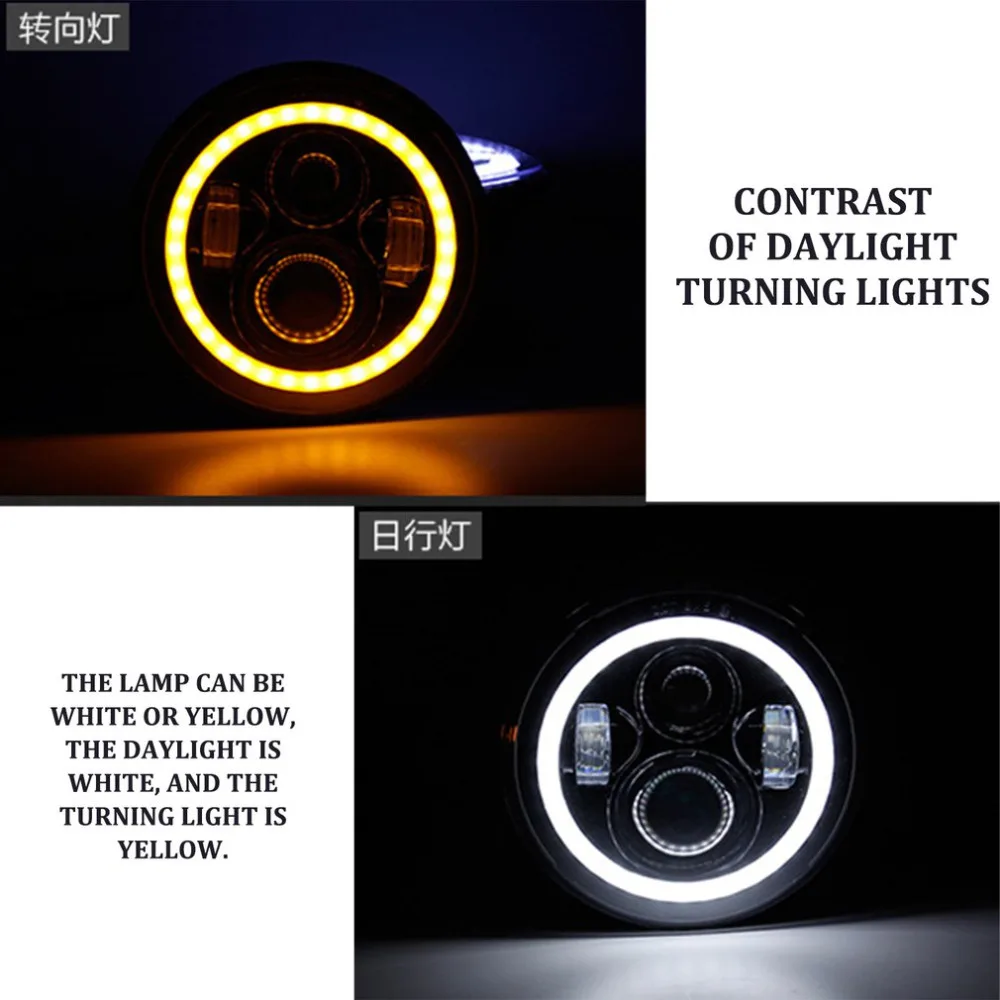 Новинка 2x7 дюймов 45 Вт круглый светодиодный светильник на голову s Halo Angle Eyes Для Jeep для Wrangler для JK LJ TJ CJ головной светильник s внедорожный рабочий светильник