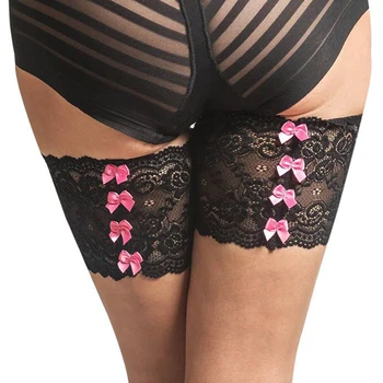 

1 Pair Bow-knot Thigh Band Anti-chafing Thigh Elastic Bands Silicone Women Protect Leg Slip Silicone Leg Warmers