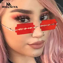 

New Small Rectangle Blade Sunglasses Women Rimless Square Luxury Brand Ladies Sun Glasses UV400 Men Retro Eyewear Gradient