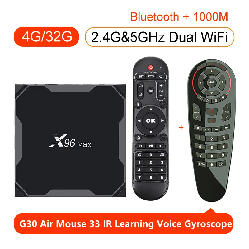 X96Max Smart TV BOX Android 9.0 Amlogic S905X2 LPDDR3 Quad Core 4GB 64GB 2.4G&5GHz Wifi BT 1000M 4K Set top box - Цвет: 4G32G G30