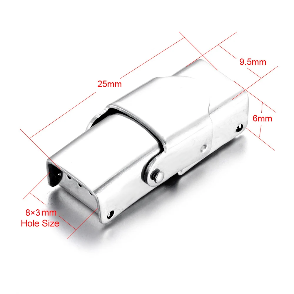 10 шт. застежка из нержавеющей стали обжимной челюсти крюк часы ремешок застежки для кожаный браслет ювелирных изделий DIY разъемы пряжки поставки - Цвет: Fit 8x3mm