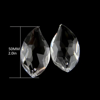 

50mm 10pcs Clear leaves Shape Crystal Chandelier Parts For Home Bedroom Lamp Adornment