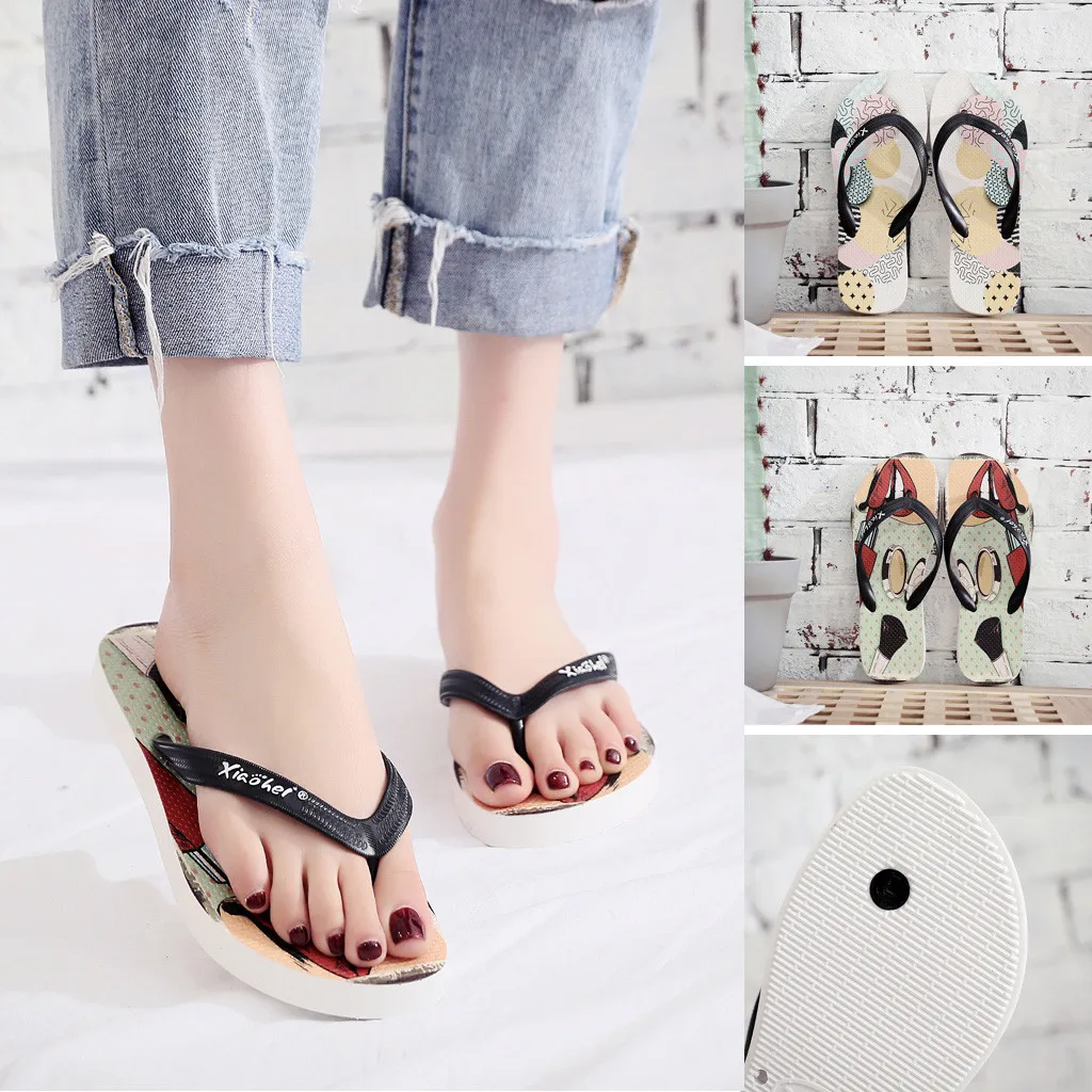

Fashion Slippers 2020 Women Ladies Girls Floral Flat Flip Flops Summer Casual Sandals Soft Slides Slippers Female Beach Shoes