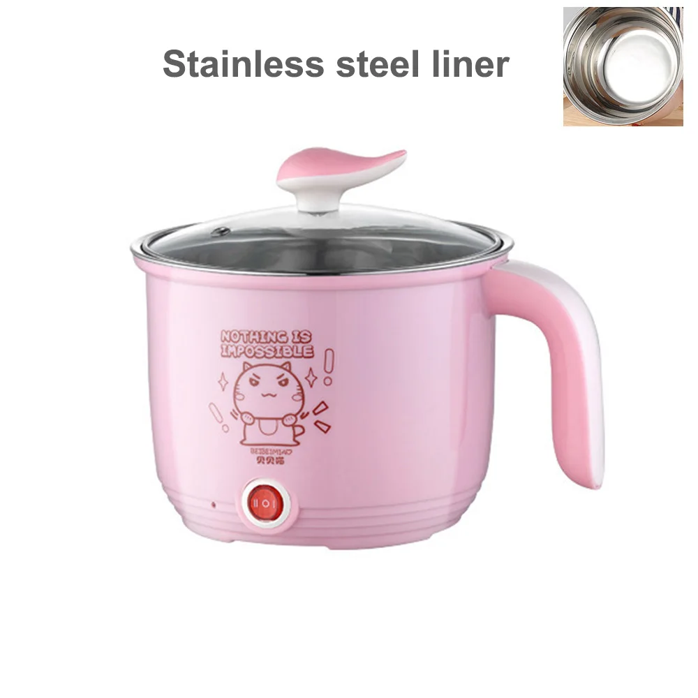 pink As shown DIDIHOU 220 В мини многофункциональная электрическая кухонная кастрюля, однослойная/двухслойная мультиэлектрическая рисоварка - Цвет: pink As shown