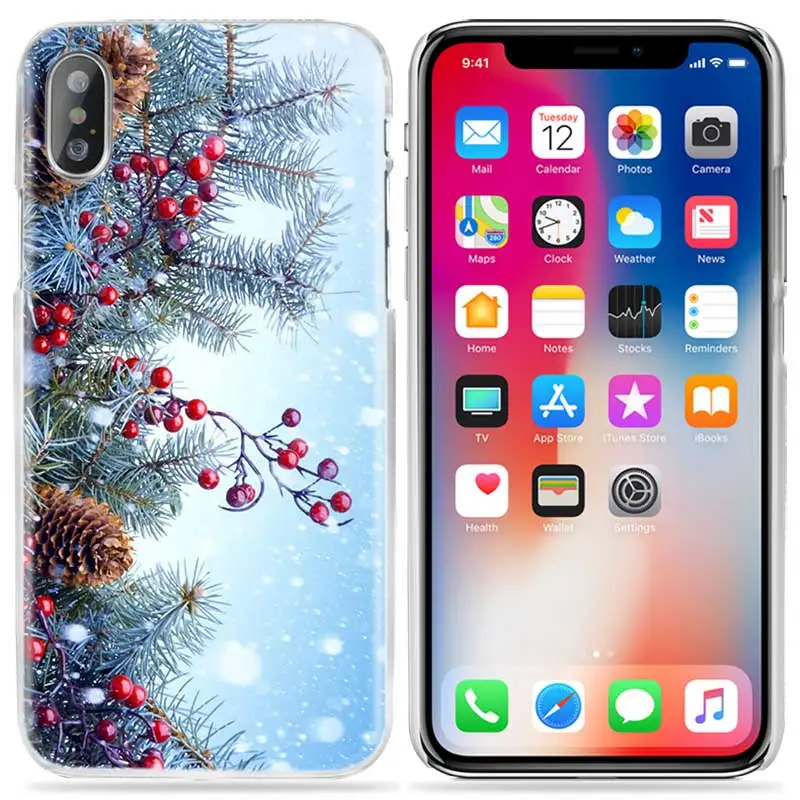 Рождественский зимний чехол для Apple iPhone 11 Pro XS Max XR X 10 7 8 6 6S+ Plus 5s SE 5 4s 4 5C Жесткий Conchas чехол для телефона pc Coque