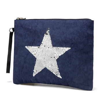

Fahison Sequins Star Women Purse Lady Clutch Canvas Evevning Hand Purse Bag 2020 New Product Beautiful Makeup Bag