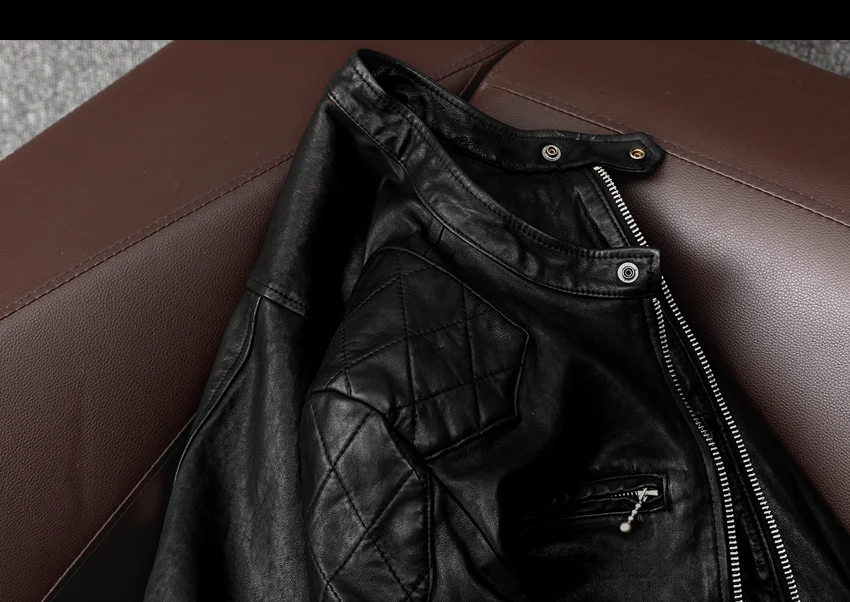 Men's Leather Jacket Male Jacket Genuine Leather Jacket Sheep Skin Vintage Motorcycle Factory Good Quality cowhide leather jacket mens