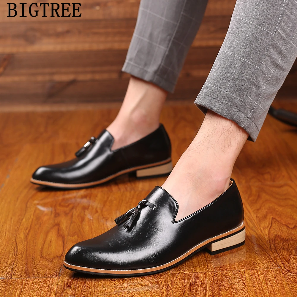 Zapatos italianos clásicos para Hombre, mocasines De cuero con borlas, para  fiesta, boda, Formal, Oficina|Zapatos formales| - AliExpress