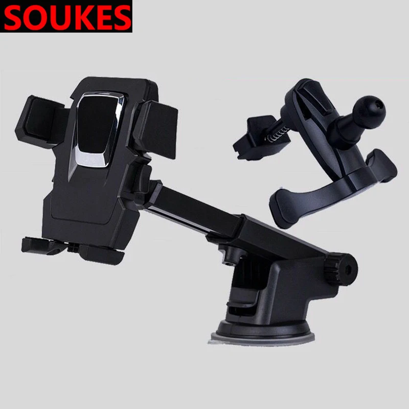 Rotation Sucker Car Mobile phone GPS navigation Holder For Chevrolet Cruze Aveo Opel Insignia Ssangyong kyron rexton Honda - Цвет: black clip