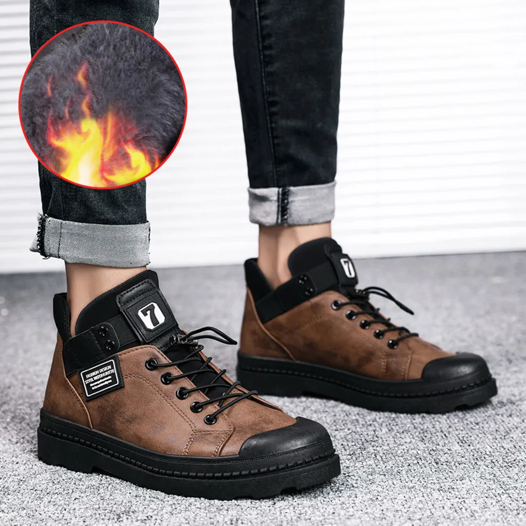 

Men Boots Winter Shoes Plus Size 44 Ankle Boots Warm Fur Mens Winter Sneakers Winter Boots Plush Mens Shoes Winter Snow Boots