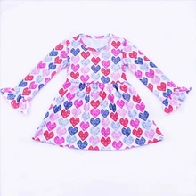 Коллекция года, детские платья на День святого Валентина для девочек, розовое платье принцессы с сердечками платье с длинными рукавами для девочек платье для малышей