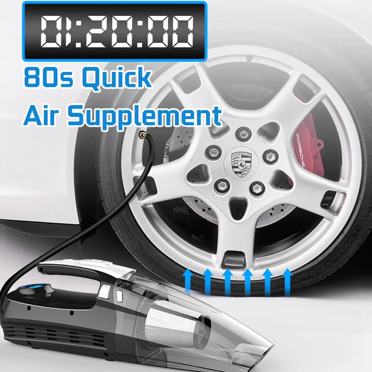 4 в 1 цифровой дисплей пылесос с шиномонтажным насосом манометр Многофункциональный ручной пылесос для домашнего автомобиля