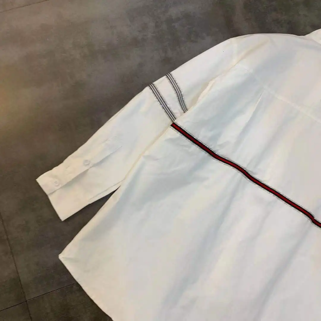 new autumn lapel long sleeve drill edge trim loose shirt women