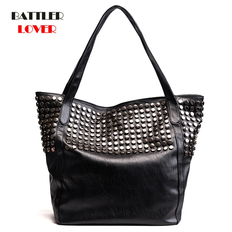 2020 Winter Luxury Handbags Women Totes Designer Black Chains Bucket Shoulder Bag Ladies Casual Punk Style Rivet Messenger Bags