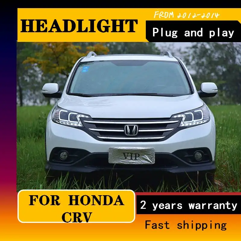 

Car Styling For Honda CRV LDE Headlights 2012 - 2014 Head Lamp Double Angel Eye led DRL Front Light Bi-Xenon Lens Accessories