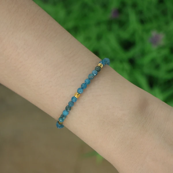 EDOTHALIA 4MM Faceted Apatite Stone Bead Wrist Bracelet Healing Natural Stone Women Bracelet Adjustable Length