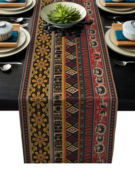 

Retro European Pattern Black Rustic Table Runner Home Dining Room Decor Table Cloth Wedding Christmas Party Table Runners