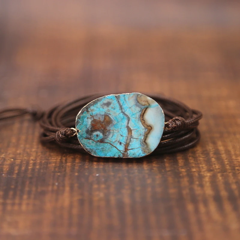 Веревка обруча браслет с натуральными камнями Boho длинный браслет дружбы уникальный ручной работы Этнические браслеты Подарки для женщин дропшиппинг