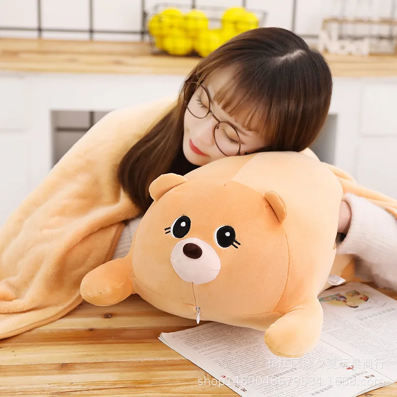 Мультфильм животных лягушка офис Ланч Nap подушка медведь одеяло двойного назначения подушка три в одном кондиционер одеяло
