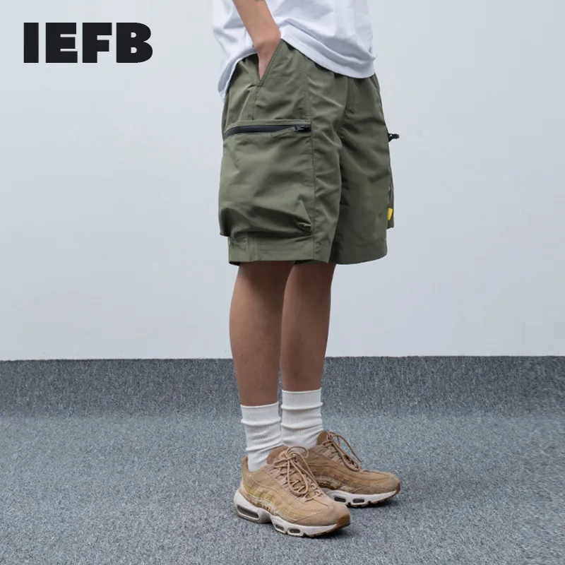 IEFB /men's wear 2020 summer casual overalls loose big size color block patchwork zipper pocket trousers men's shorts 9Y1079 IEFB /men's wear 2020 summer casual overalls loose big size color block patchwork zipper pocket trousers men's shorts 9Y1079