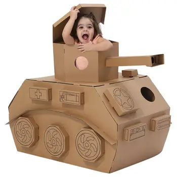 

2019 Hot DIY Toys Cardboard Tank Army Tank Playhouse Indoor Playhouse Cardboard Houses