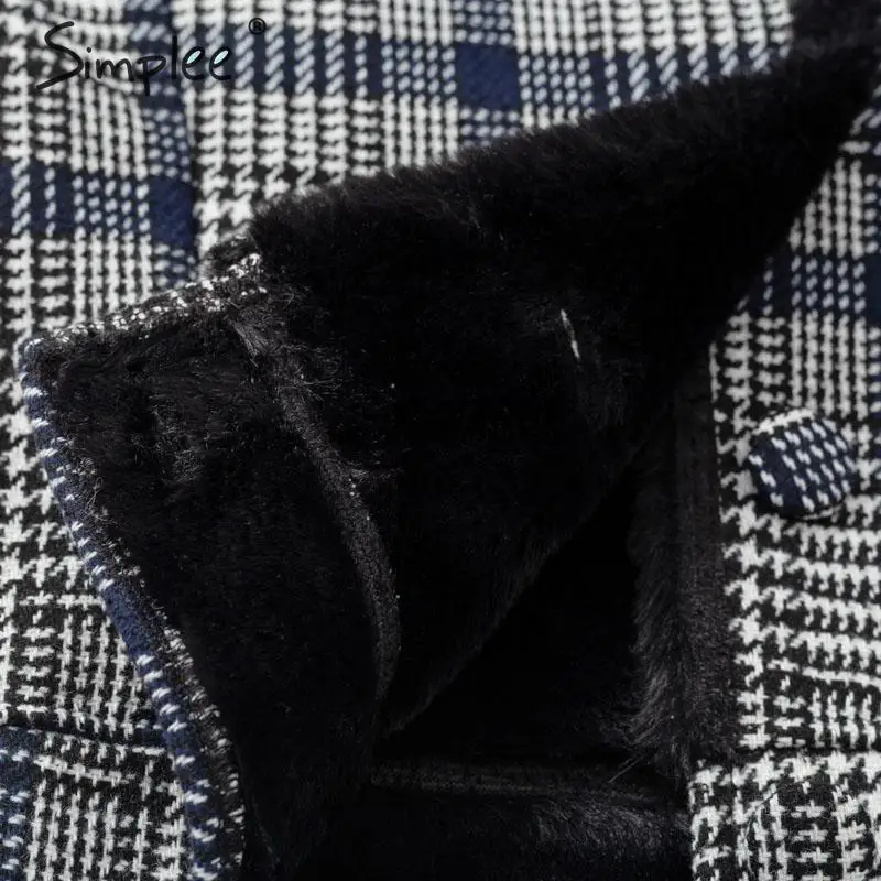 Simplee клетчатое пальто из искусственного меха в стиле пэчворк для женщин; сезон осень-зима; меховые женские короткие куртки на пуговицах; шикарная уличная одежда; женские теплые пальто