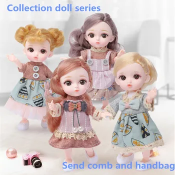 

16CM Bjd Doll 1/12 Moveable Joints DIY Girls Dress Up 3D Eyes With Clothes Shoes Mini Fashion Princess Doll Toys Girls Gift