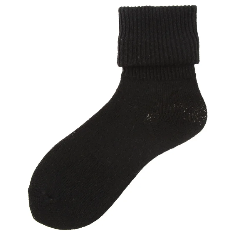 Классические толстые однотонные шерстяные короткие носки женские дышащие теплые зимние щиколотка хлопковые носки японские цветные носки женские корейские - Цвет: Черный