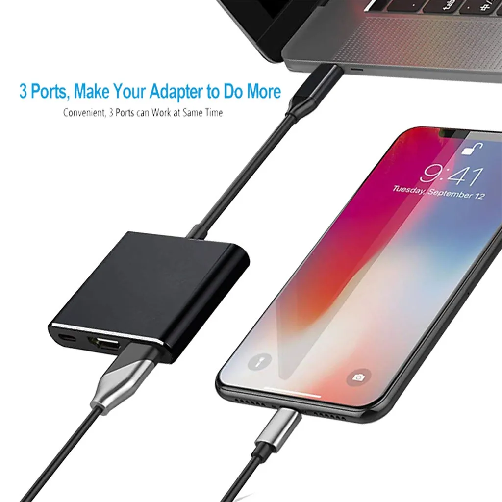 USB переключатель USB 3,1 Тип C к черному USB-C 4K HDMI USB 3,0 Hub адаптер кабель для адаптер Apple планшетный ПК телефон USB Hubs-L909