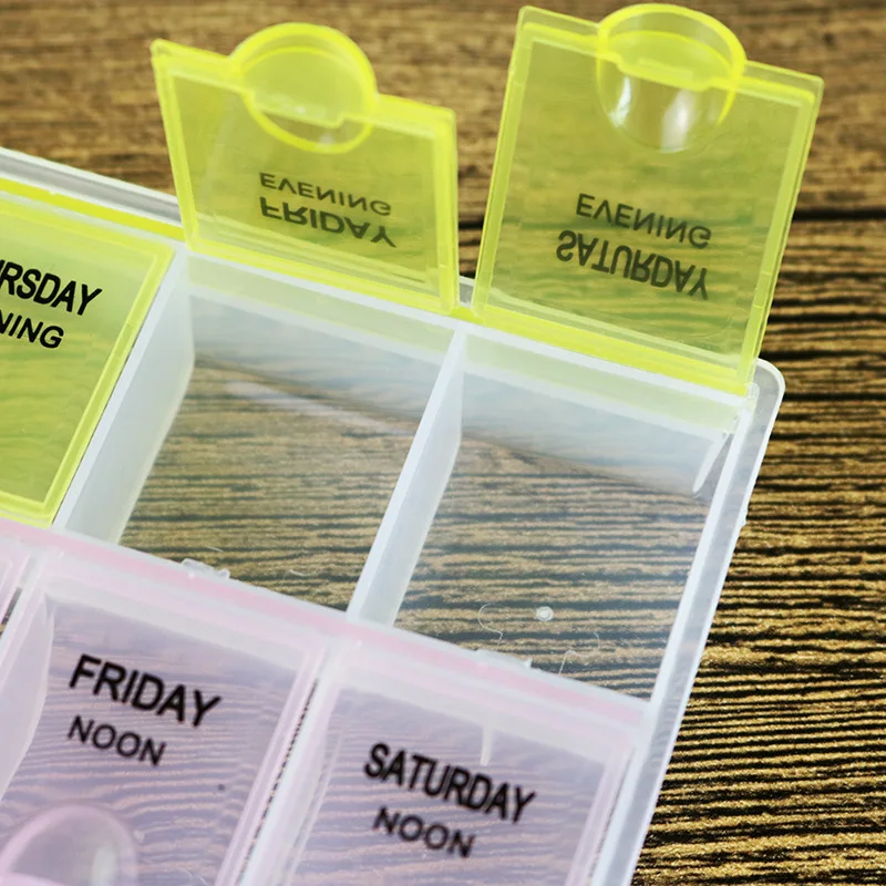 7 Days Pill Medicine Storage Box Weekly Jewellery Holder Organizer 21 Slots Tablet  case PillBox Medications Supplements Vitamin