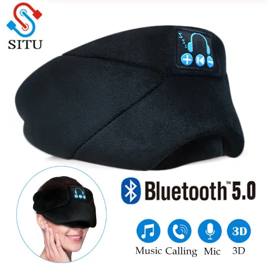 

SITU Wireless Bluetooth 5.0 3D Stereo Earphone Sleep Eye Mask Phone Headband Sleeping Soft Headphone Support Music Handsfree