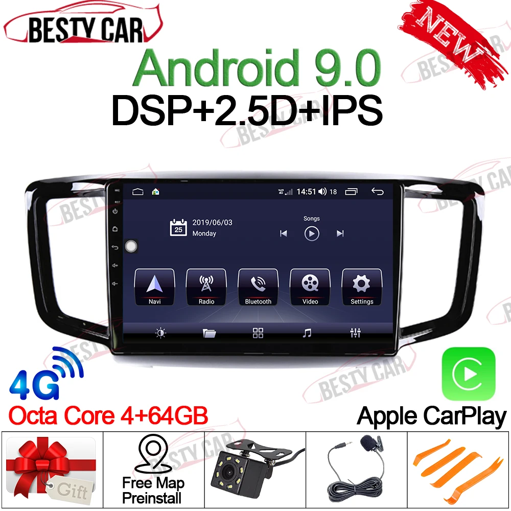 10.1&quotAndroid 9.0 Car Multimedia Player Stereo Radio for Honda Odyssey 2015-GPS Navigation DSP BT 2.5D CARPLAY |