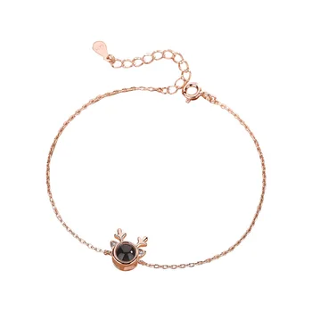 

S925 Sterling Silver Antler Bracelet Female Projection Bracelet Simple Christmas Gift Bracelet