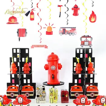 

NICROLANDEE Firefighter Party Decorations DIY Spiral Ornaments Swirl Decorations Fire Theme Party Supplies Kids Birthdays 26