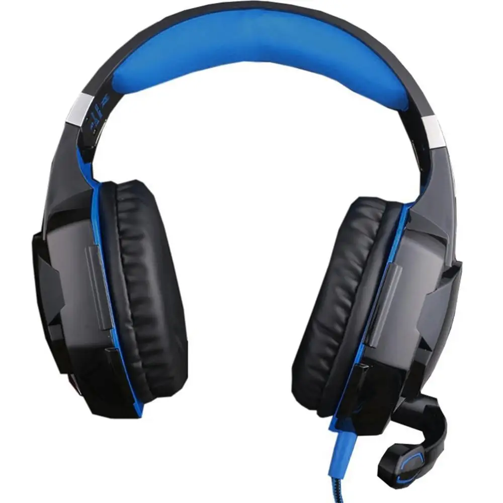 black blue G2000 легкая гарнитура эргономичный дизайн игровые гарнитуры светящиеся наушники с микрофоном микрофон для ПК ноутбук компьютер - Цвет: black blue