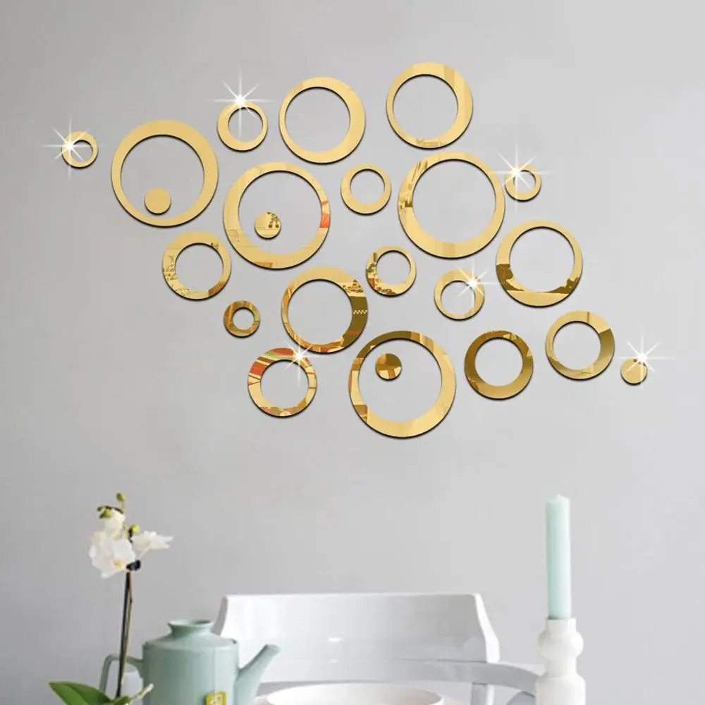 

23pcs 3D Circles Mirror Wall Sticker DIY Decal Vinyl Mural Removable Acrylic Wall Paper Home Decor Muursticker Sticker mural Q3