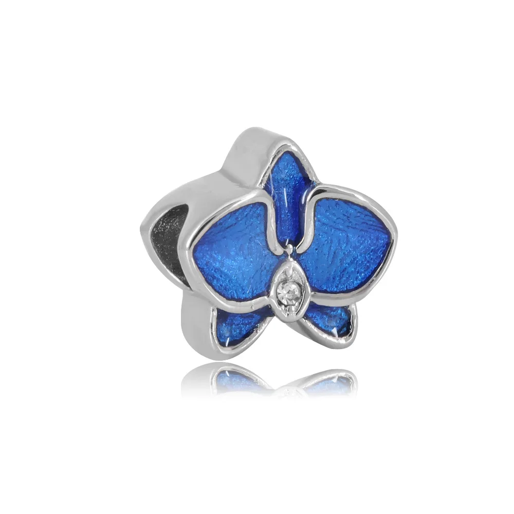 

Blue Charm For Girl Fashion Jewelry Cute Flower Shape Charms Stainless Steel Charms Best Gift For Party