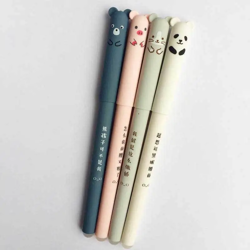 Стираемый набор шариковых ручек с мультяшными животными 0,35 мм милые панды кошки Волшебные маркеры кавайные гелевые ручки для школы, новые канцелярские принадлежности