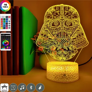 

3D Illusion LED Night Lights Movie Star Wars Darth Vader Helmet Model Birthday Gifts Bedroom Decor Led Speaker Bluetooth Lamp